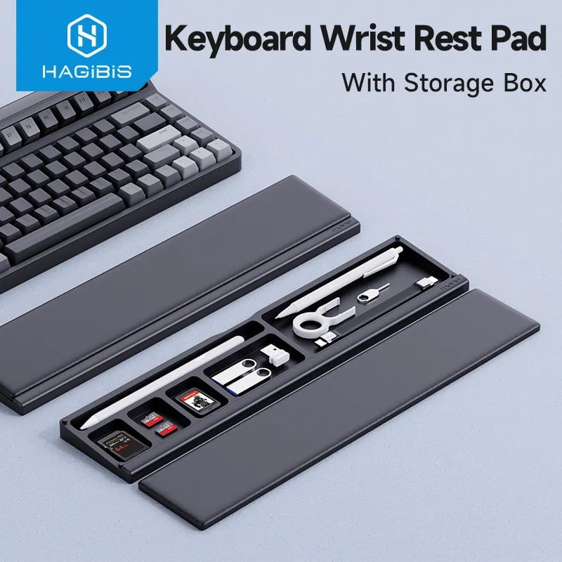 Storazone Hagibis Keyboard Wrist Rest Pad Ergonomic Soft Memory Foam Support Desktop Storage Box Easy Typing Pain Relief for Office Home