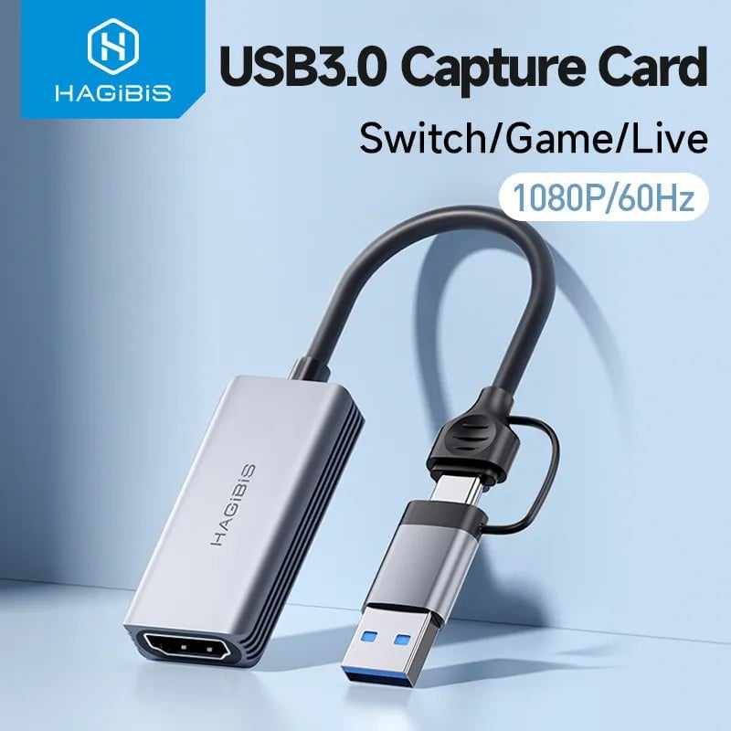 Storazone Hagibis USB 3.0 Video Capture Card HDMI-compatible to USB/Type-c Game Grabber Record ms2130 for Switch Xbox PS4/5 Live Broadcast