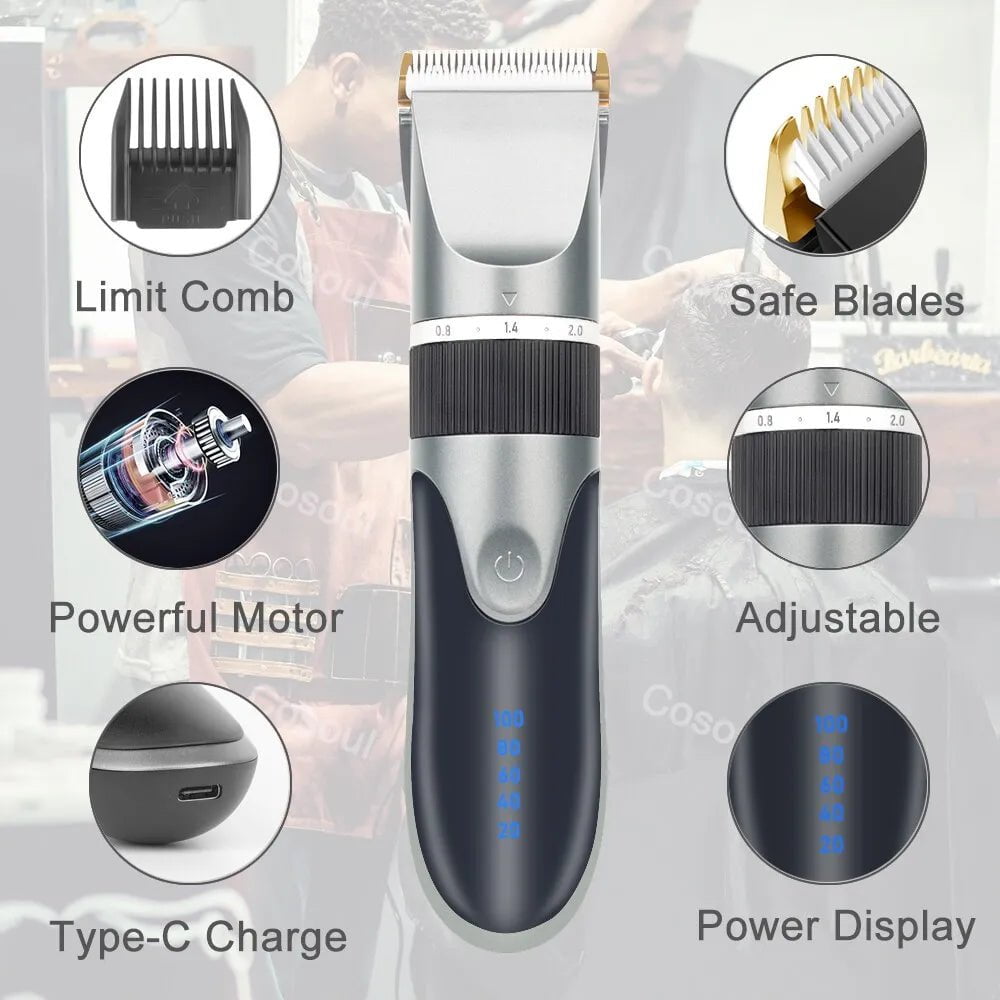 Storazone Hair Clipper Electric Barber Hair Trimmers For Men Adults Kids Cordless Rechargeable Hair Cutter Machine Professional