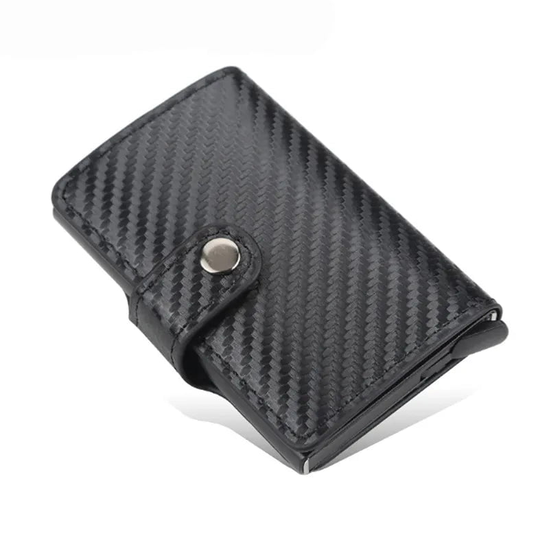 Storazone Hasp Carbon Black Custom Card Holder Anti-theft Carbon Fiber Wallet Men Credit Card Holder Zipper Coins Pocket Wallet RFID Card Case & Money Clips