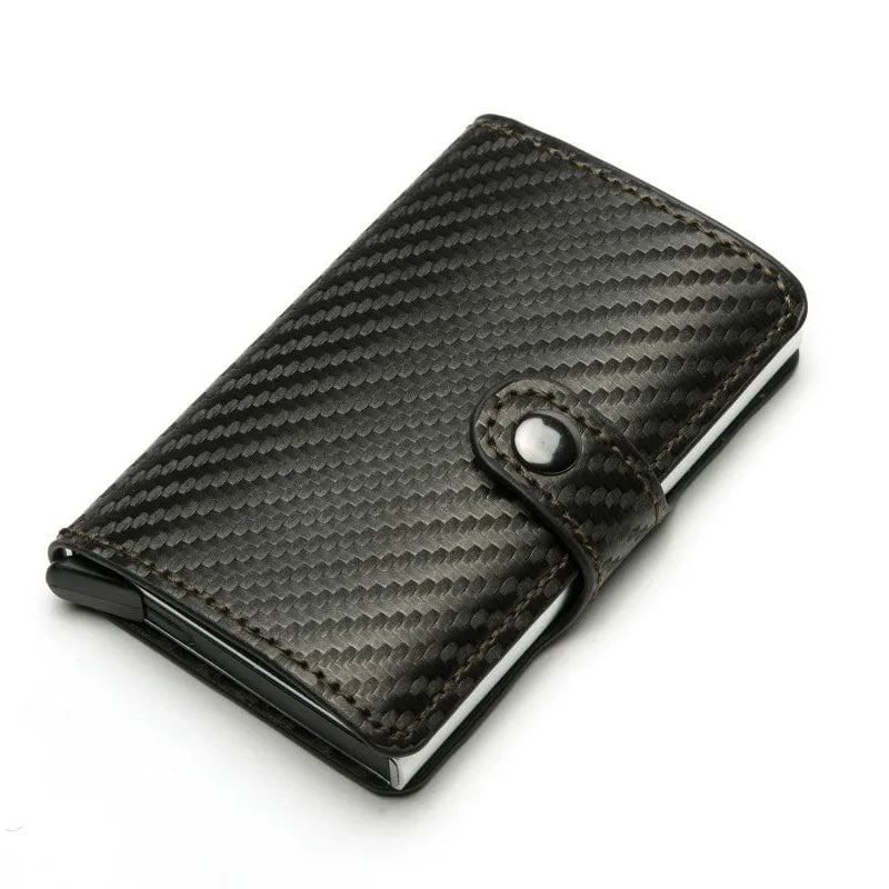 Storazone Hasp Carbon Gray Custom Card Holder Anti-theft Carbon Fiber Wallet Men Credit Card Holder Zipper Coins Pocket Wallet RFID Card Case & Money Clips