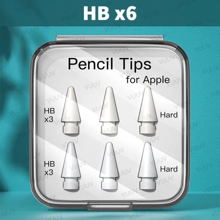 Storazone HB x6 / CHINA Pencil Tips For Apple Pencil 1st 2nd Generation Double Layer 2B & HB & Thin Tip For Apple Pencil Nib, Enough For 4 Years of Use