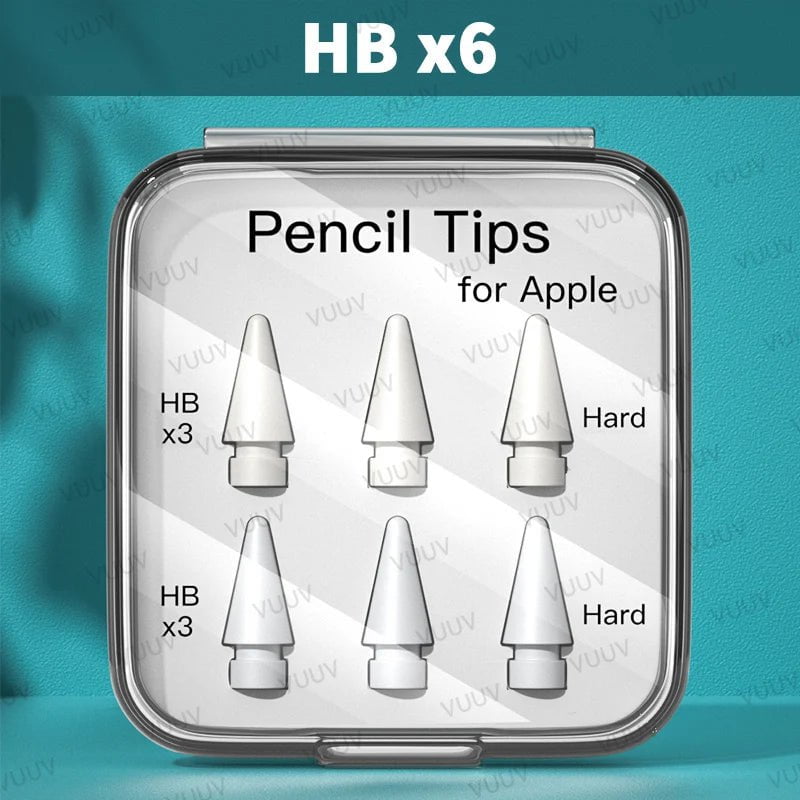 Storazone HB x6 / CHINA Tip For Apple Pencil Pen Nib For Apple Pencil 1ª 2nd Generation Tip Double Layer 2B HB 2.0 3.0 Soft Hard iPad Pencil Accessories