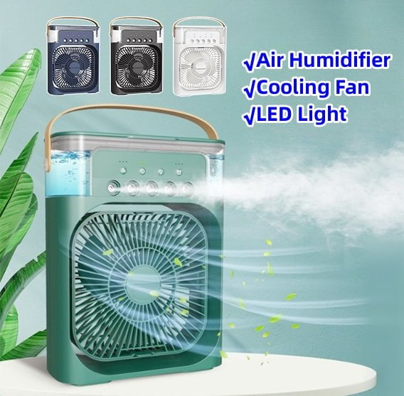 STORAZONE HEATER 3 In 1 Air Humidifier Cooling USB Fan LED Night Light Water Mist Humidification Fan Spray Electric Fan