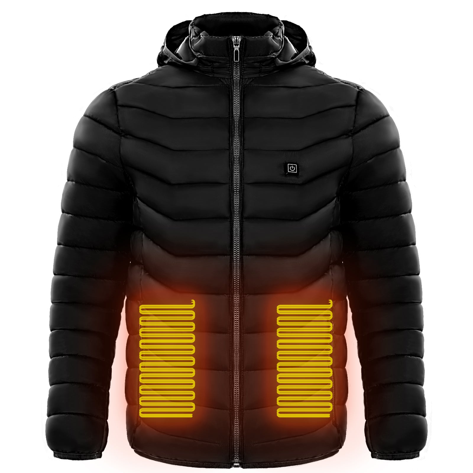 STORAZONE HEATER Black / 2xl Men Heated Puffer Jacket Electric Heating Coat Insulated Hood Windbreaker 9Heat Zones