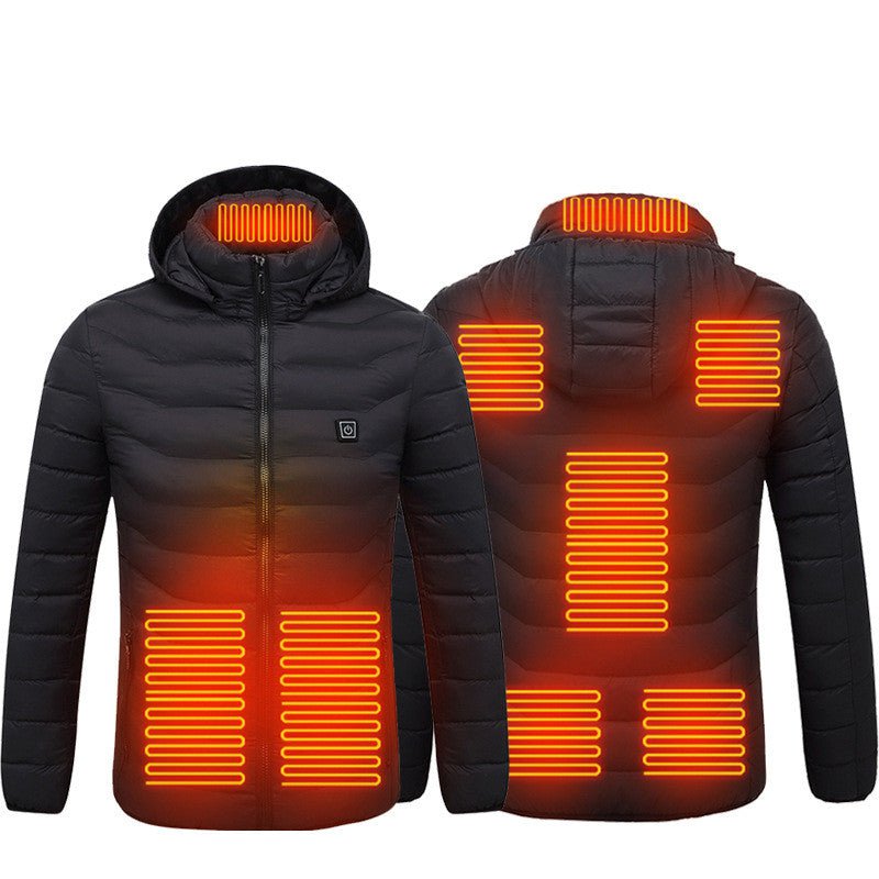 STORAZONE HEATER Black Zone8 / 2xl Men Heated Puffer Jacket Electric Heating Coat Insulated Hood Windbreaker 9Heat Zones