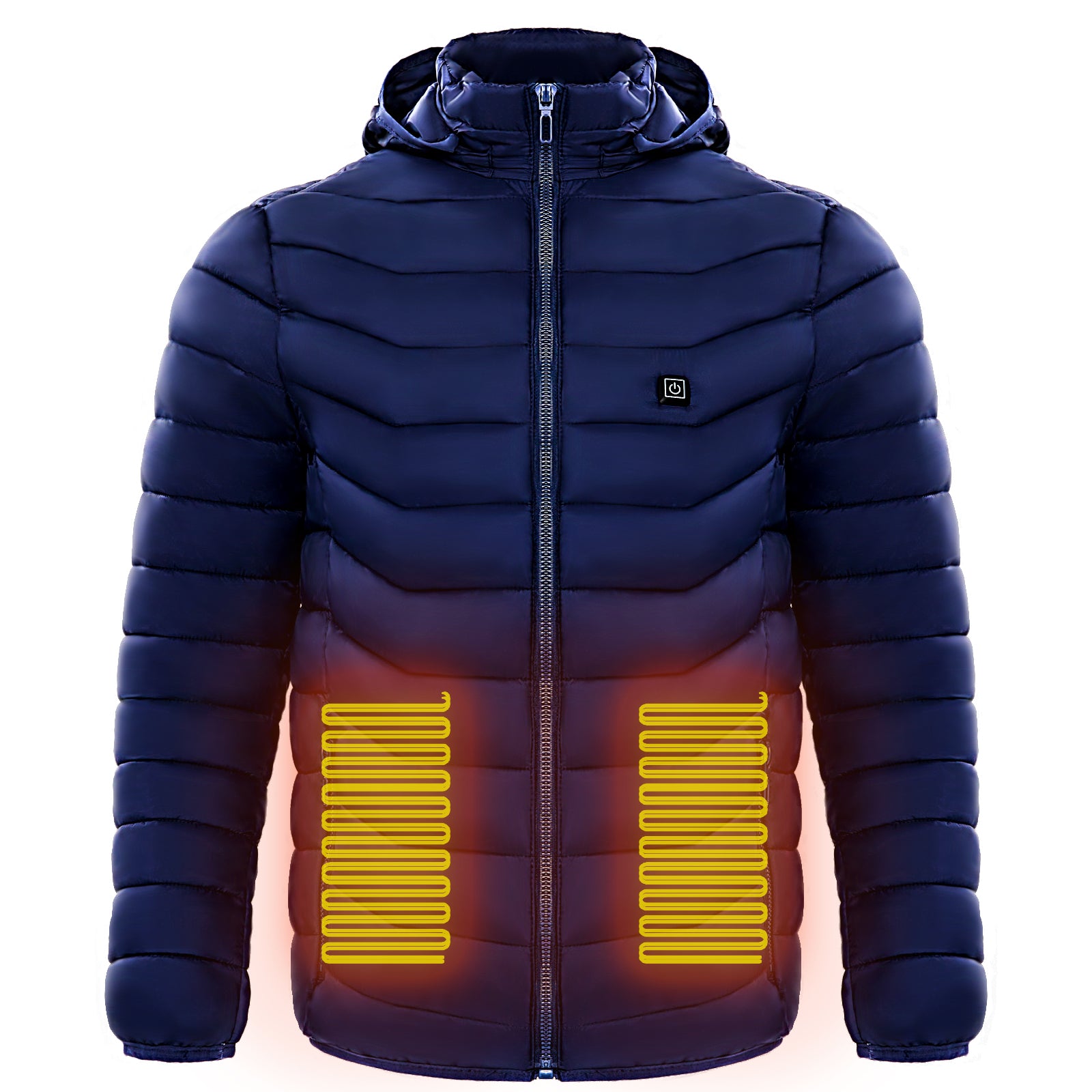 STORAZONE HEATER Blue / 2xl Men Heated Puffer Jacket Electric Heating Coat Insulated Hood Windbreaker 9Heat Zones