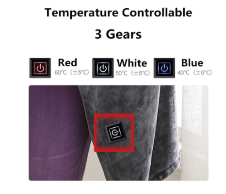 STORAZONE HEATER Grey / Round botton Zipper / USB Winter Flannel Heated Blanket Cold Protection Body Warmer Usb Heated Warm Shawl Electric Heated Plush Blanket