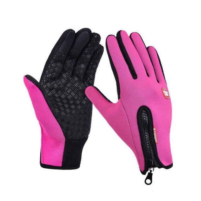 STORAZONE HEATER Rose red / L Winter Gloves Touch Screen Riding Motorcycle Sliding Waterproof Sports Gloves With Fleece