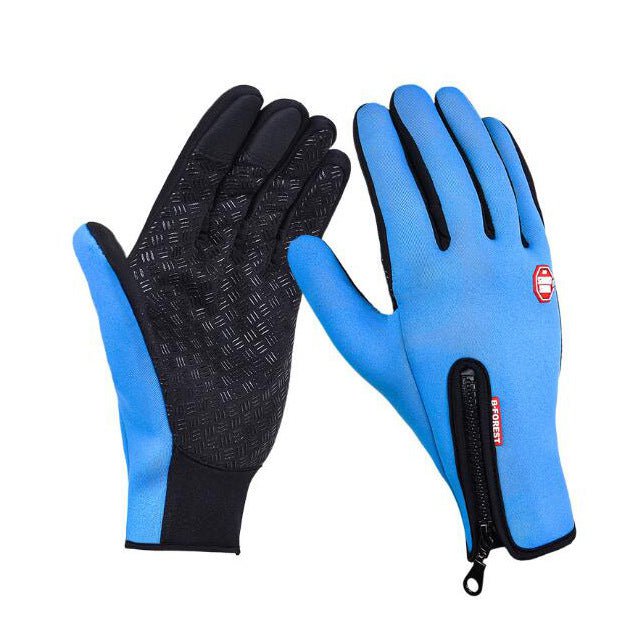 STORAZONE HEATER Sky blue / L Winter Gloves Touch Screen Riding Motorcycle Sliding Waterproof Sports Gloves With Fleece