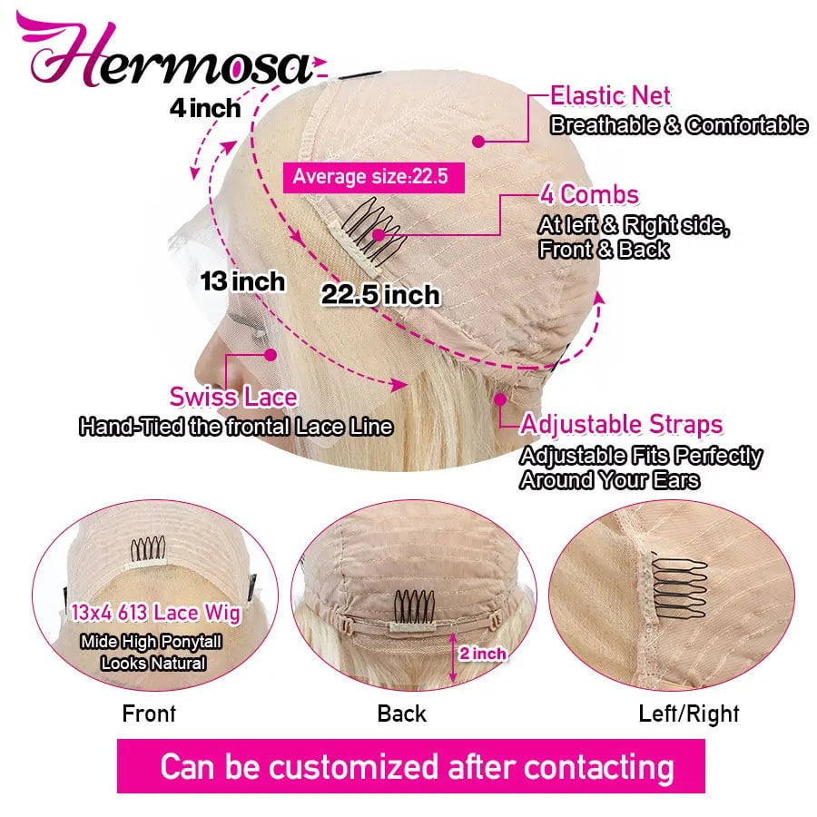 Storazone Hermosa 613 Blonde Lace Front Wig 13x4 Transparent Lace Frontal Wig Pre Plucked 28 30 Inch Brazilian Body Wave Human Hair Wigs