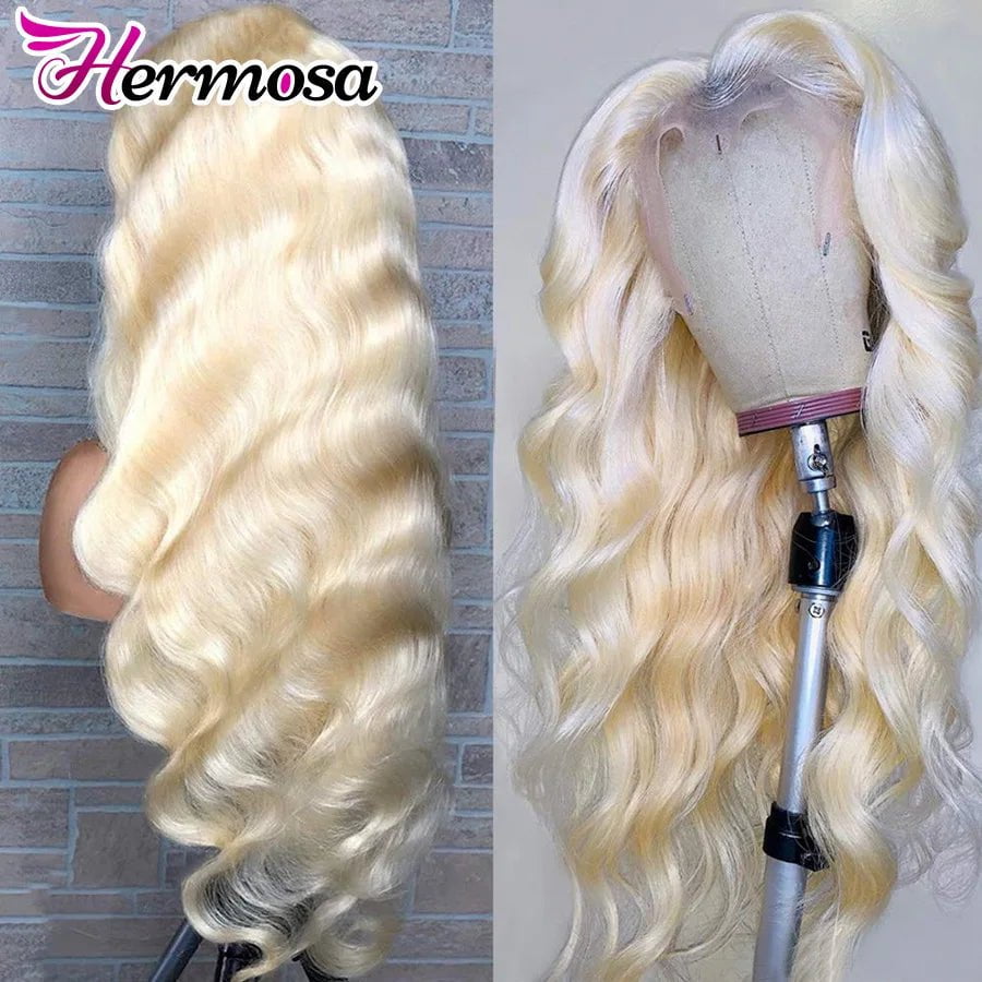 Storazone Hermosa 613 Blonde Lace Front Wig 13x4 Transparent Lace Frontal Wig Pre Plucked 28 30 Inch Brazilian Body Wave Human Hair Wigs