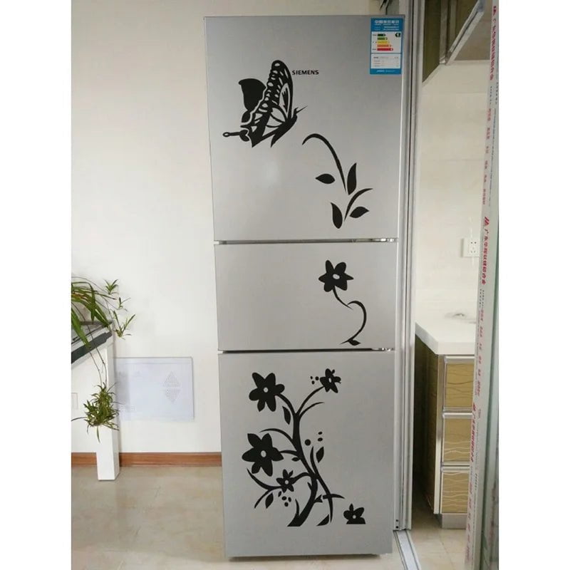 Storazone High Quality Creative Refrigerator Black Sticker Butterfly Pattern Wall Stickers Home Decoration Kitchen Wall Art Mural Decor