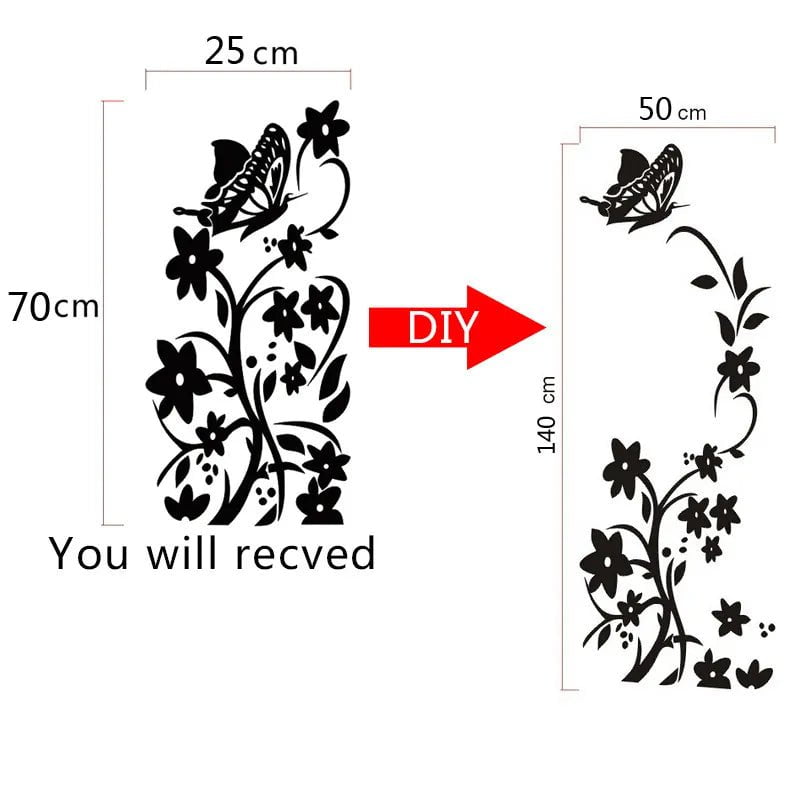 Storazone High Quality Creative Refrigerator Black Sticker Butterfly Pattern Wall Stickers Home Decoration Kitchen Wall Art Mural Decor