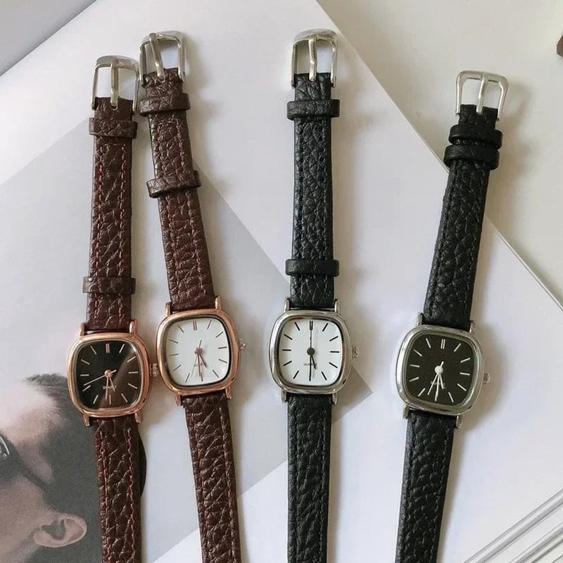 Storazone High Quality Ladies Casual Bracelet Watches Women's Simple Vintage Watches for Women Dial Wristwatch Leather Strap Wrist Watch