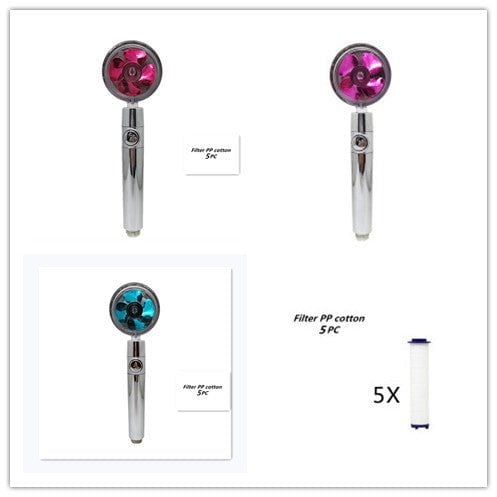 STORAZONE Home Appliances 11set Propeller Driven Shower Head With Stop Button And Cotton Filter Turbocharged High Pressure Handheld Shower Nozzle
