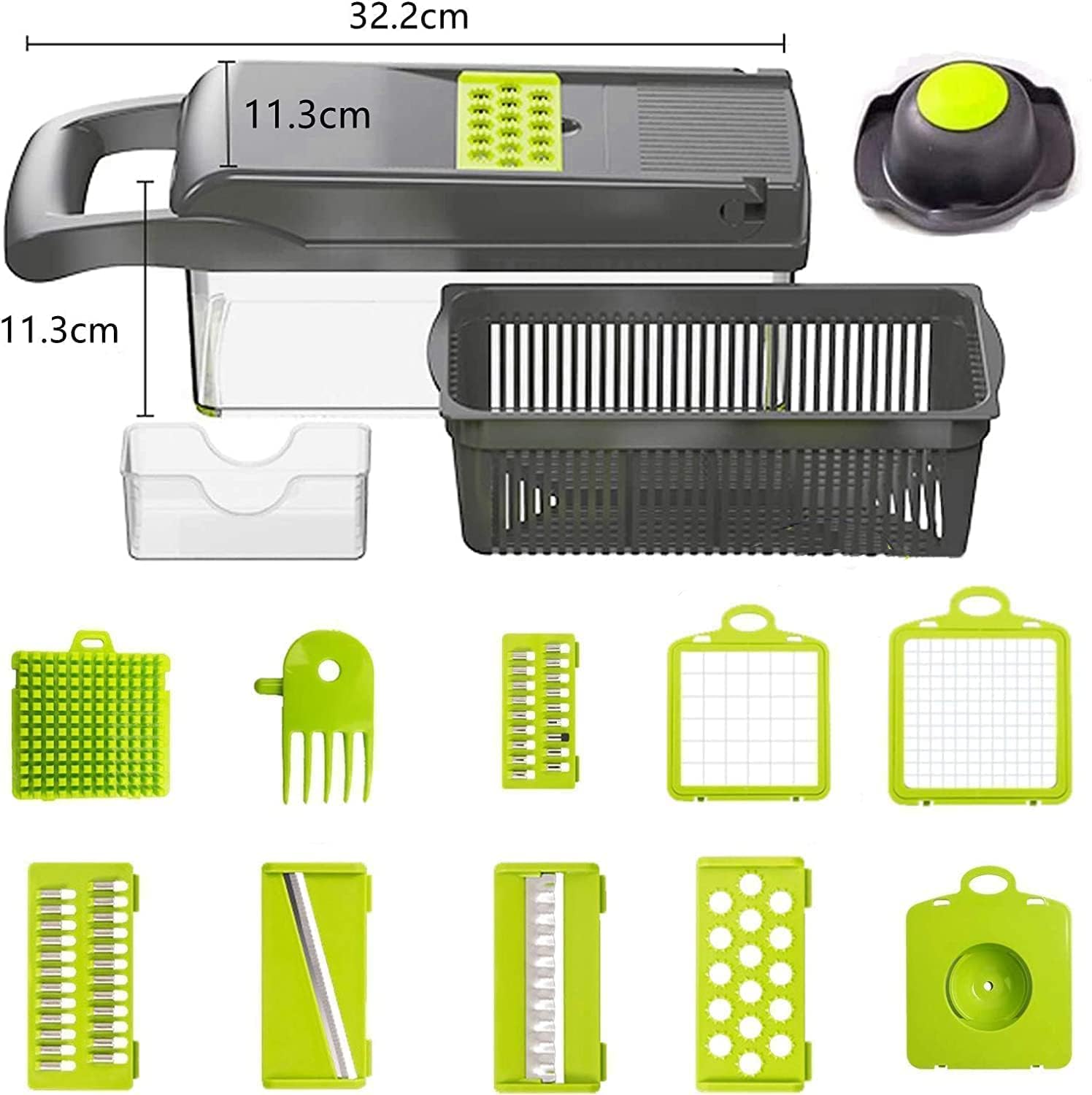 STORAZONE Home Appliances 22pcs Vegetable Chopper 14 In 1 Mandoline Slicer Multi-Function Kitchen  7 Replaceable Stainless Steel Vegetable Cutter With Egg Separator Hand Guard Julienne Grater For Onion Potato Fruit