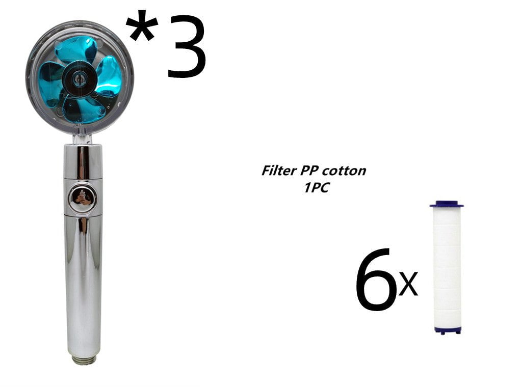 STORAZONE Home Appliances 2set Propeller Driven Shower Head With Stop Button And Cotton Filter Turbocharged High Pressure Handheld Shower Nozzle