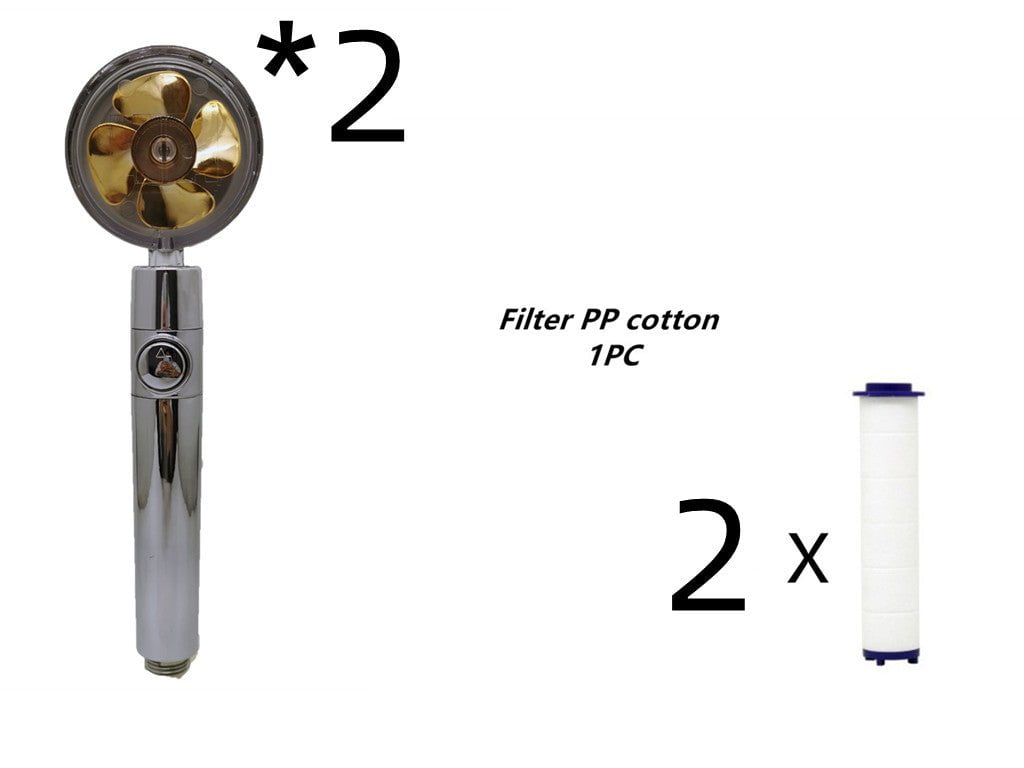 STORAZONE Home Appliances 4set Propeller Driven Shower Head With Stop Button And Cotton Filter Turbocharged High Pressure Handheld Shower Nozzle