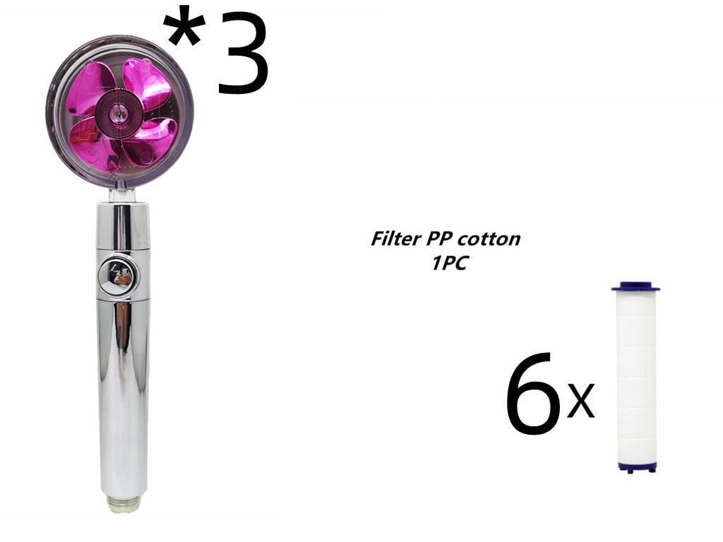 STORAZONE Home Appliances 6set Propeller Driven Shower Head With Stop Button And Cotton Filter Turbocharged High Pressure Handheld Shower Nozzle