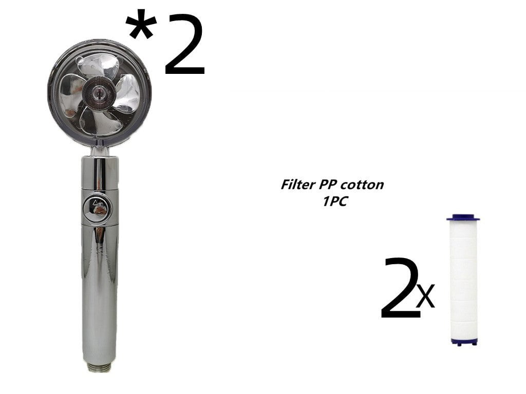 STORAZONE Home Appliances 7set Propeller Driven Shower Head With Stop Button And Cotton Filter Turbocharged High Pressure Handheld Shower Nozzle