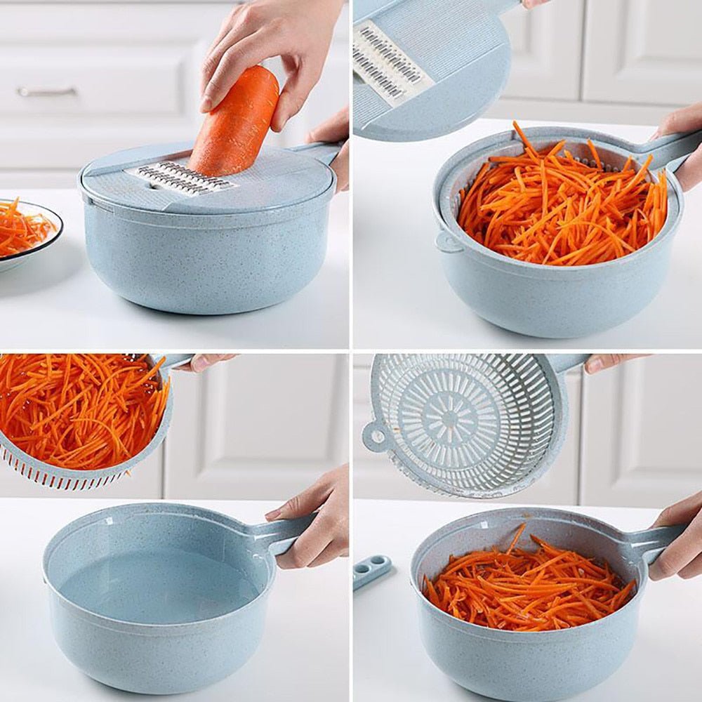 STORAZONE Home Appliances 8 In 1 Mandoline Slicer Vegetable Slicer Potato Peeler Carrot Onion Grater With Strainer Vegetable Cutter Kitchen Accessories