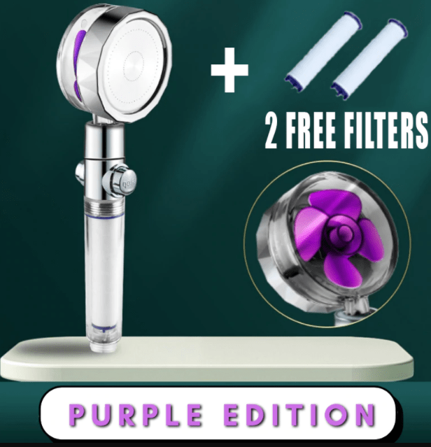 STORAZONE Home Appliances Adjustable purple set Shower Head Water Saving Flow 360 Degrees Rotating With Small Fan ABS Rain High Pressure Spray Nozzle Bathroom Accessories