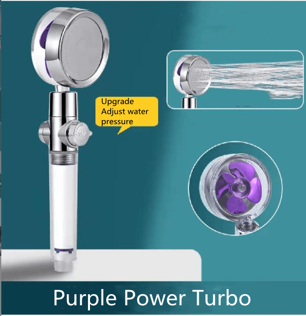 STORAZONE Home Appliances Adjustable purple Shower Head Water Saving Flow 360 Degrees Rotating With Small Fan ABS Rain High Pressure Spray Nozzle Bathroom Accessories