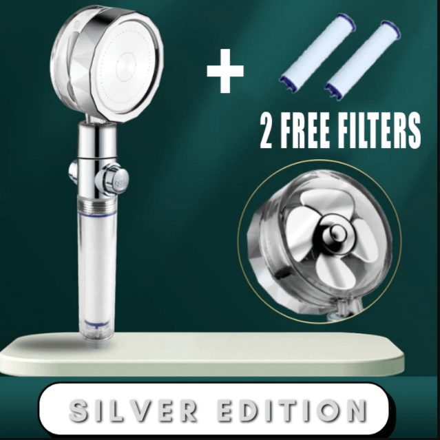 STORAZONE Home Appliances Adjustable silver set Shower Head Water Saving Flow 360 Degrees Rotating With Small Fan ABS Rain High Pressure Spray Nozzle Bathroom Accessories