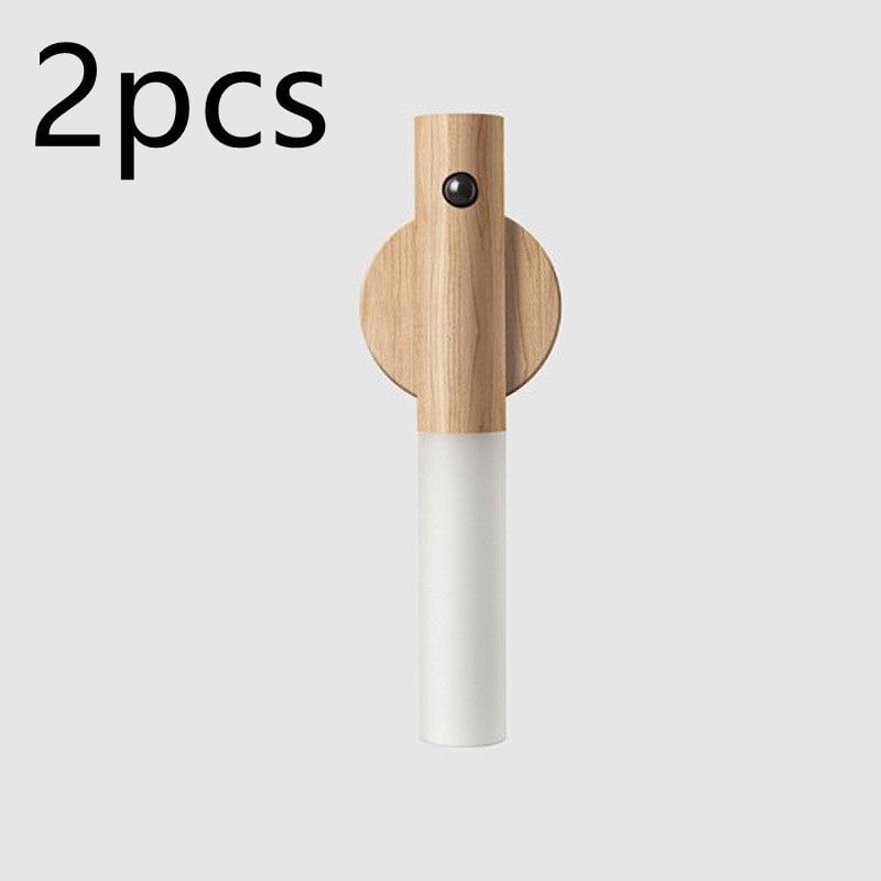 STORAZONE Home Appliances Ash 2pcs Auto LED USB Magnetic Wood Wireless Night Light Corridors Porch Lights PIR Motion Sensor Wall Light Cabinet Lamp