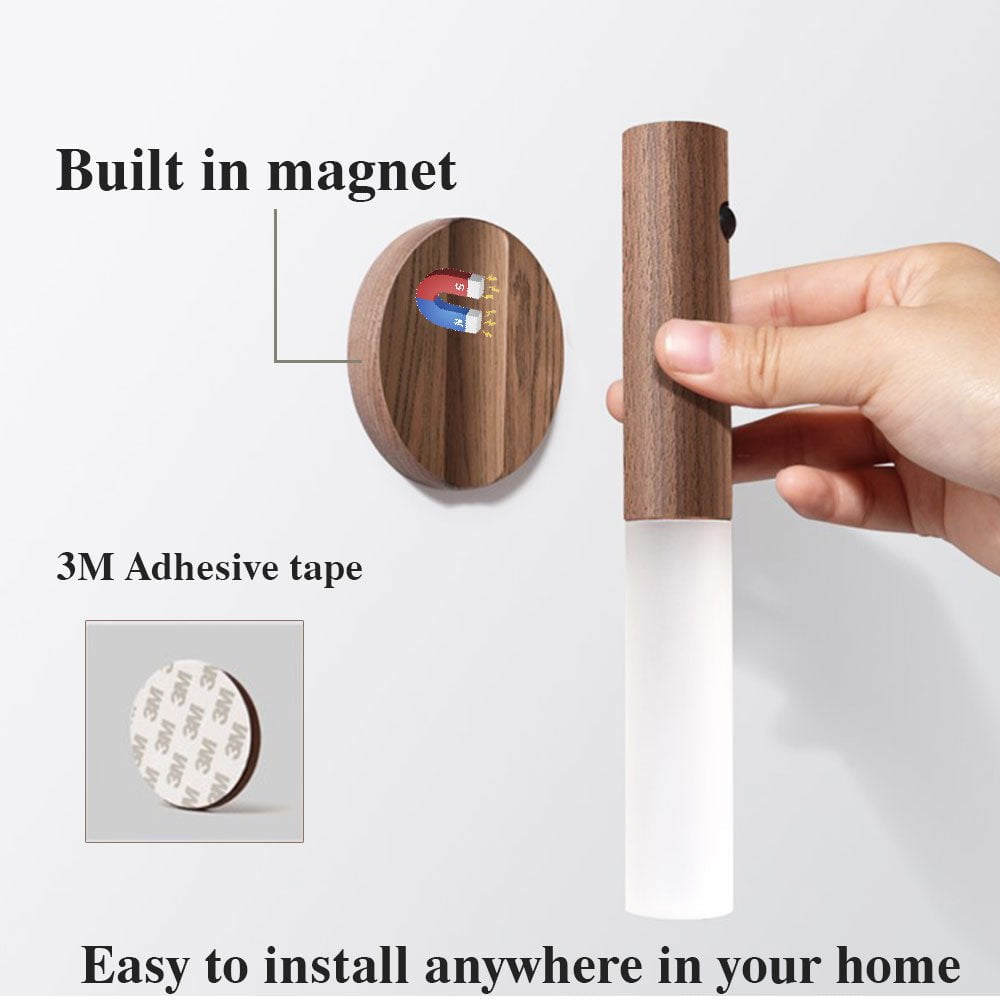 STORAZONE Home Appliances Auto LED USB Magnetic Wood Wireless Night Light Corridors Porch Lights PIR Motion Sensor Wall Light Cabinet Lamp