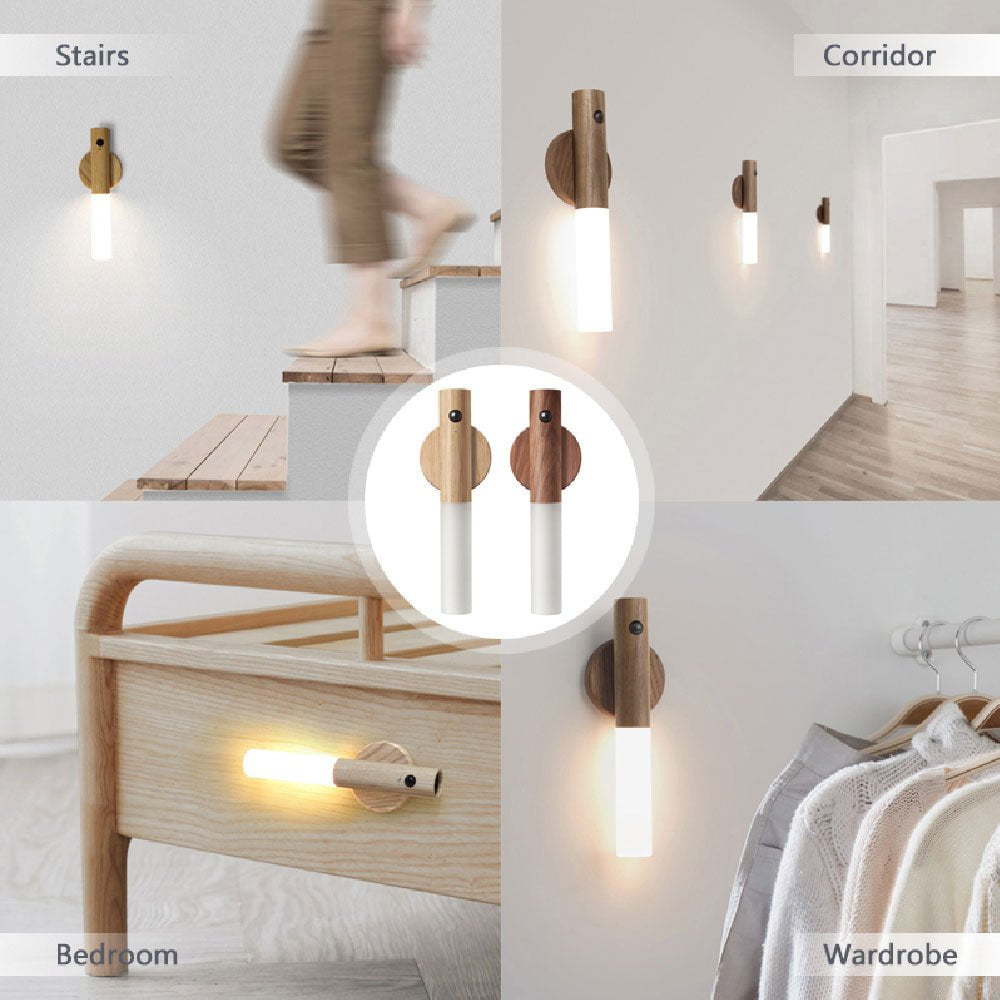 STORAZONE Home Appliances Auto LED USB Magnetic Wood Wireless Night Light Corridors Porch Lights PIR Motion Sensor Wall Light Cabinet Lamp