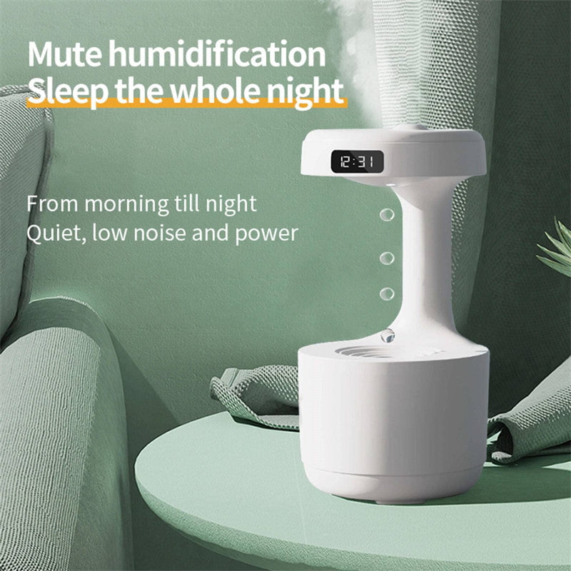 STORAZONE Home Appliances Bedroom Anti-Gravity Humidifier With Clock Water Drop Backflow Aroma Diffuser Large Capacity Office Bedroom Mute Heavy Fog Household Sprayer