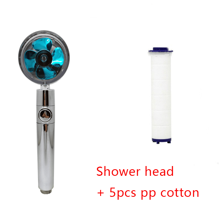 STORAZONE Home Appliances Blue set Shower Head Water Saving Flow 360 Degrees Rotating With Small Fan ABS Rain High Pressure Spray Nozzle Bathroom Accessories