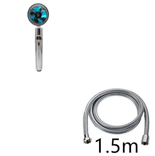 STORAZONE Home Appliances Blue with 1.5m tube Propeller Driven Shower Head With Stop Button And Cotton Filter Turbocharged High Pressure Handheld Shower Nozzle
