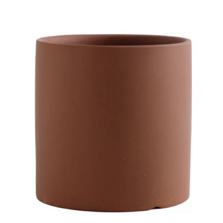 STORAZONE Home Appliances Brown / 13X13X13 Nordic Industrial Style Colorful Ceramic Flowerpot Succulent Planter Green Plants Cylindrical Shape Flower Pot With Hole Tray