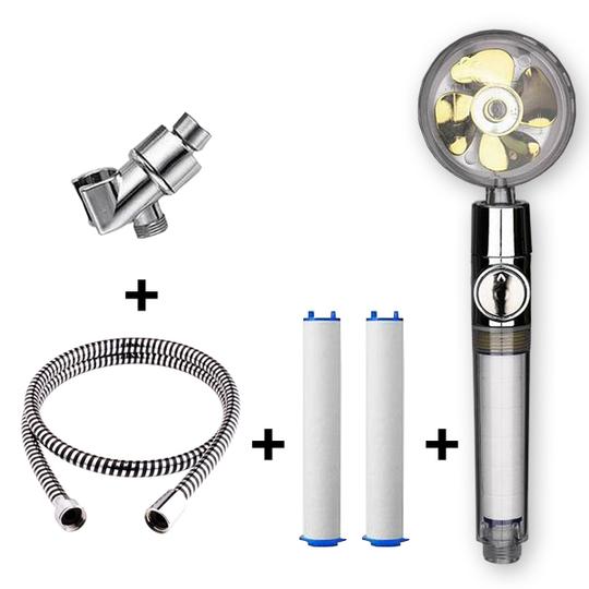 STORAZONE Home Appliances C combination Propeller Driven Shower Head With Stop Button And Cotton Filter Turbocharged High Pressure Handheld Shower Nozzle