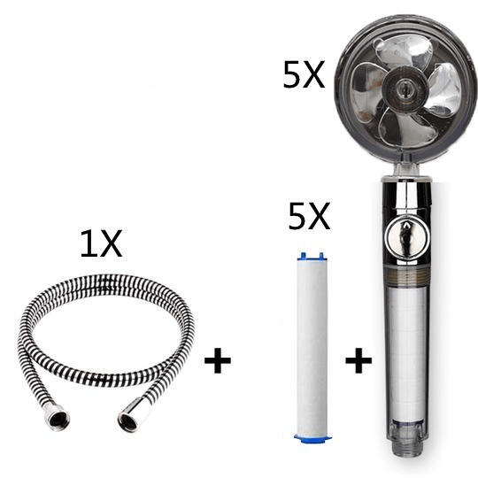 STORAZONE Home Appliances C Propeller Driven Shower Head With Stop Button And Cotton Filter Turbocharged High Pressure Handheld Shower Nozzle