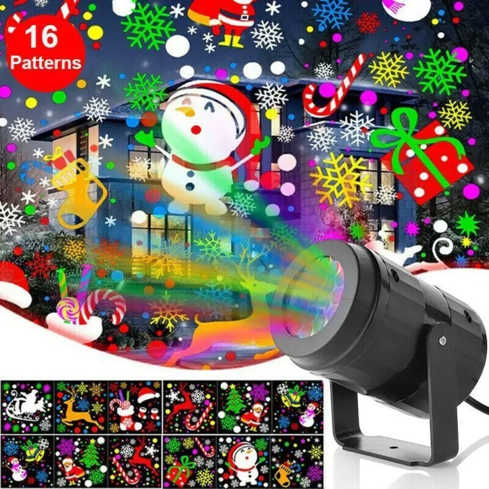 STORAZONE Home Appliances Christmas Party Lights Snowflake Projector Light Led Stage Light Rotating Xmas Pattern Outdoor Holiday Lighting Garden Christmas Decor