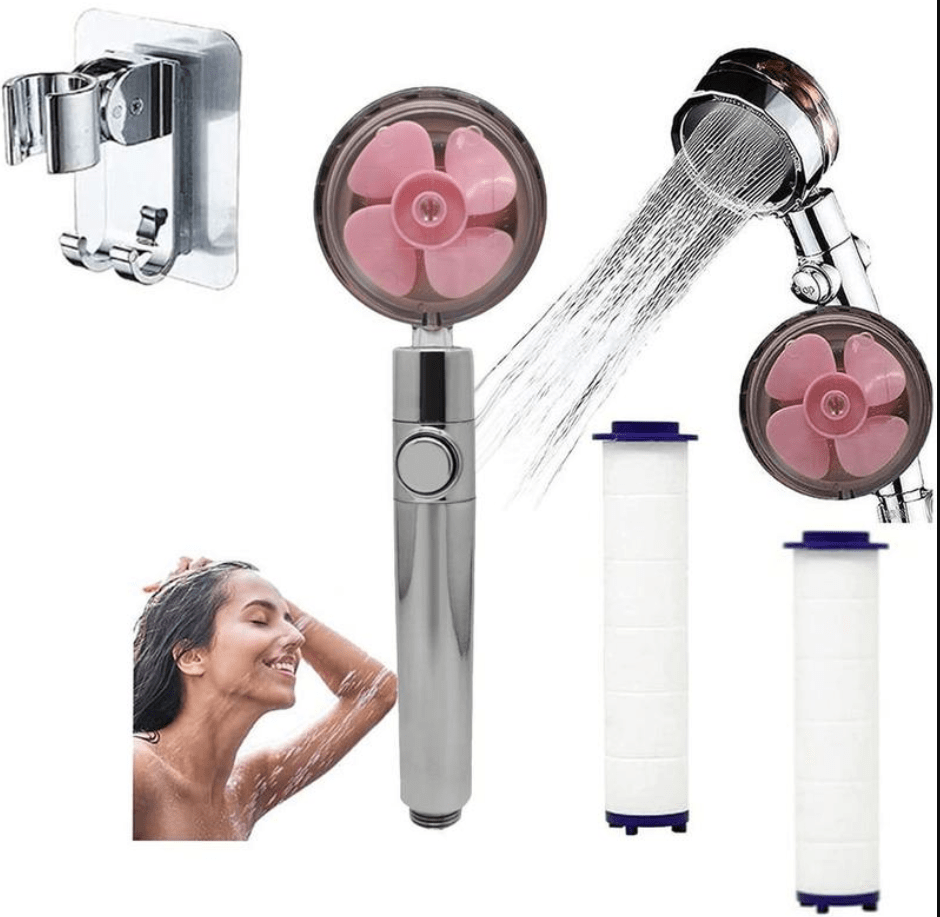 STORAZONE Home Appliances Combination Propeller Driven Shower Head With Stop Button And Cotton Filter Turbocharged High Pressure Handheld Shower Nozzle