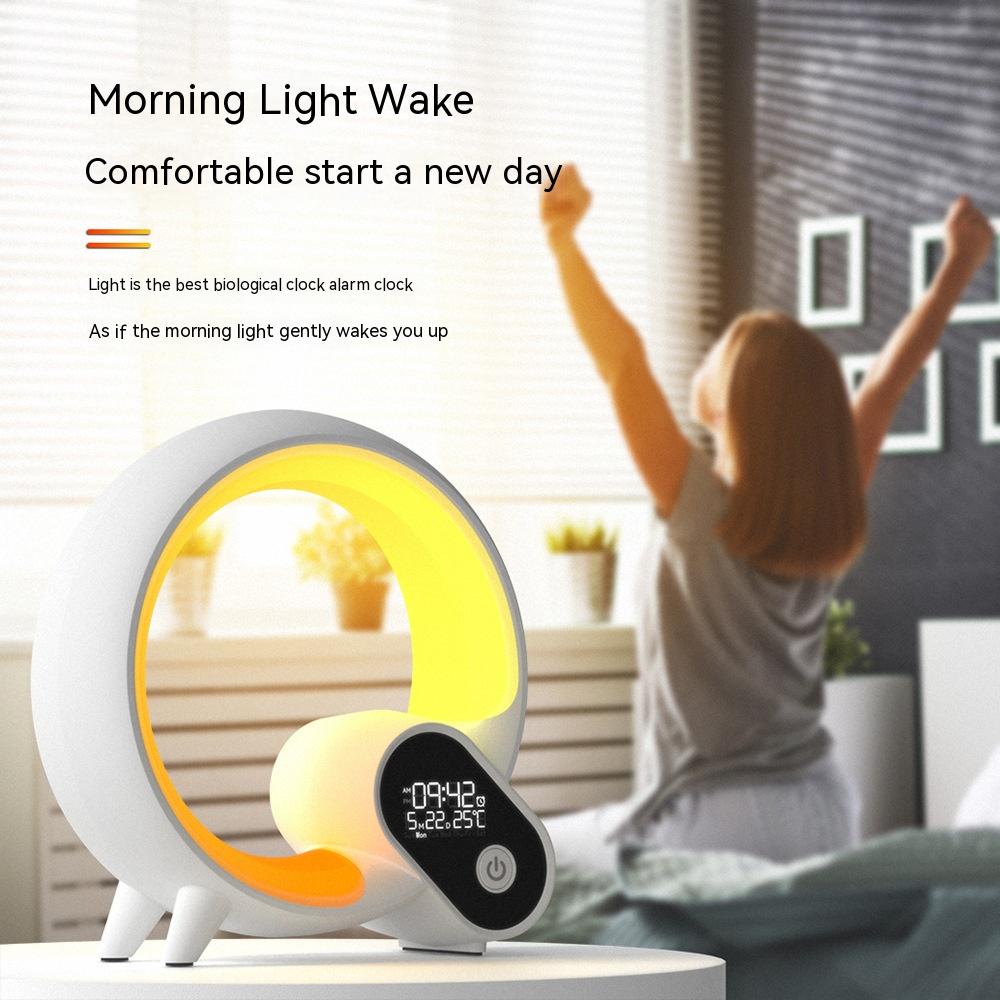 STORAZONE Home Appliances Creative Q Light Analog Sunrise Digital Display Alarm Clock Bluetooth Audio Intelligent Wake-up Q Colorful Atmosphere Light