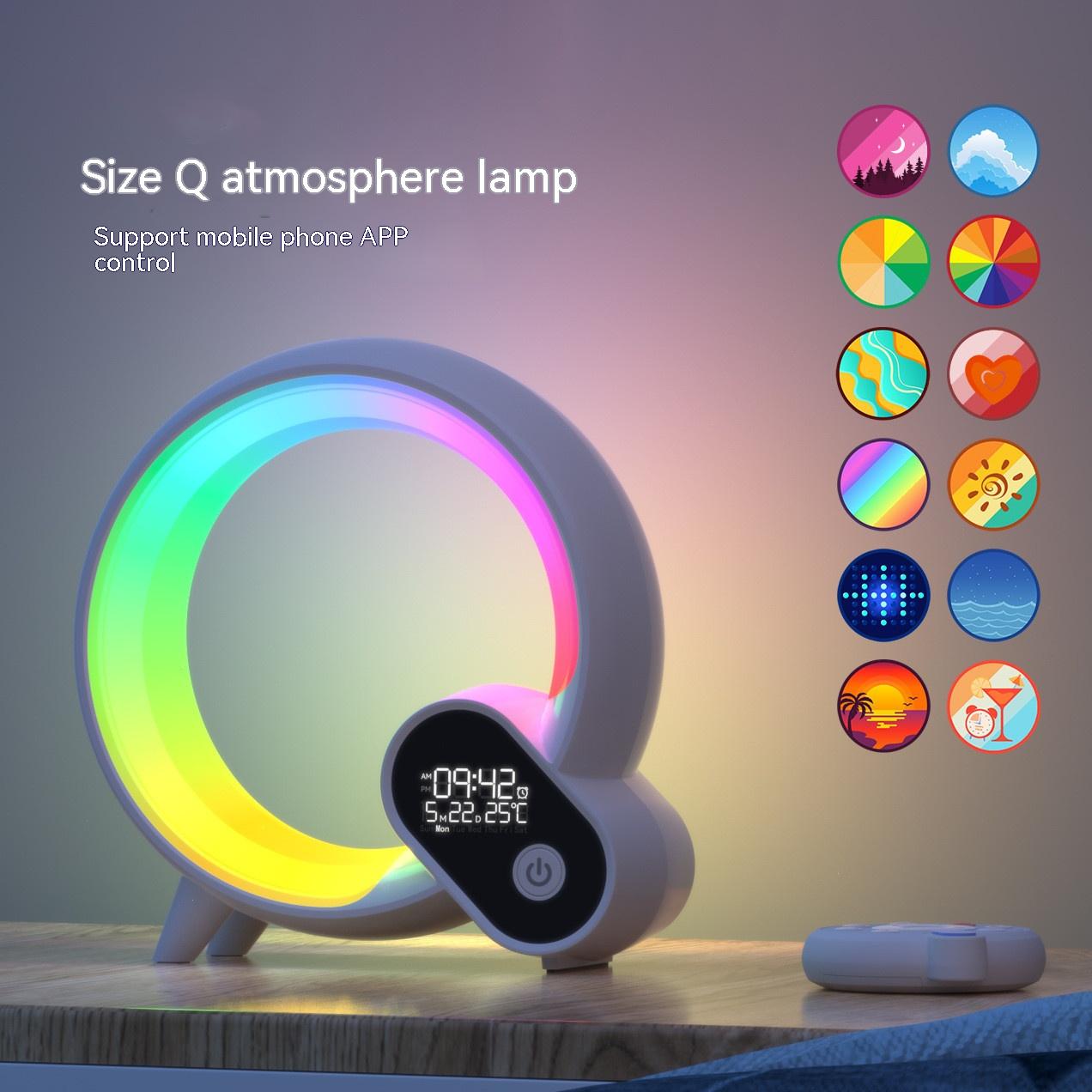 STORAZONE Home Appliances Creative Q Light Analog Sunrise Digital Display Alarm Clock Bluetooth Audio Intelligent Wake-up Q Colorful Atmosphere Light