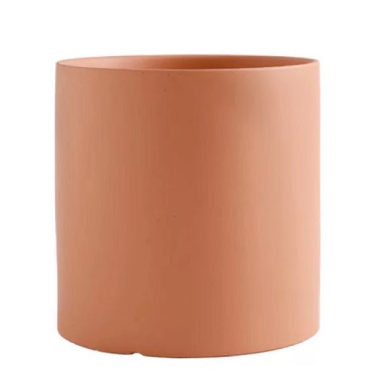 STORAZONE Home Appliances Dark orange / 13X13X13 Nordic Industrial Style Colorful Ceramic Flowerpot Succulent Planter Green Plants Cylindrical Shape Flower Pot With Hole Tray
