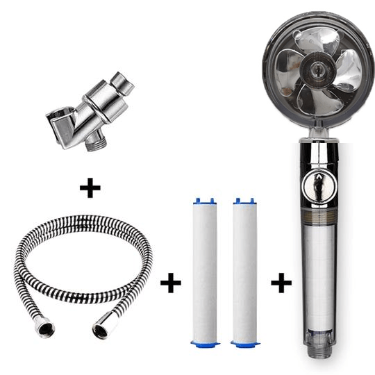 STORAZONE Home Appliances E combination Propeller Driven Shower Head With Stop Button And Cotton Filter Turbocharged High Pressure Handheld Shower Nozzle
