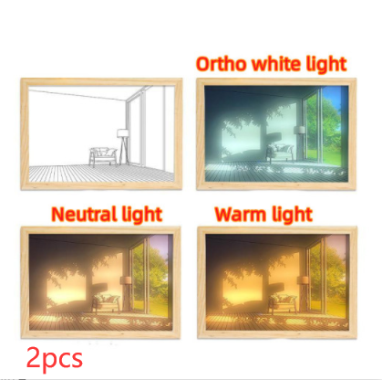 STORAZONE Home Appliances Empty room 2pcs / S / USB Illuminated Picture LED Decorative Light Painting Bedside Picture Style Creative Modern Simulate Sunshine Drawing Night Light Gift