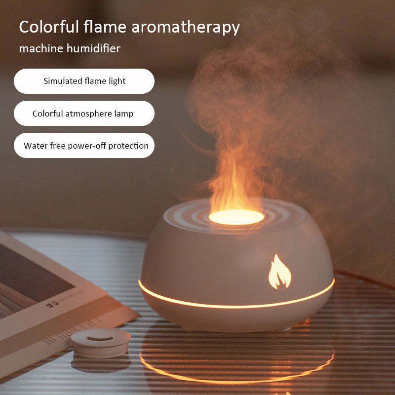 STORAZONE Home Appliances Flame Humidifier Aromatherapy Diffuser 7 Colors Light Home Air Humidifier 130ML USB Room Fragrance Essential Oil Diffuser