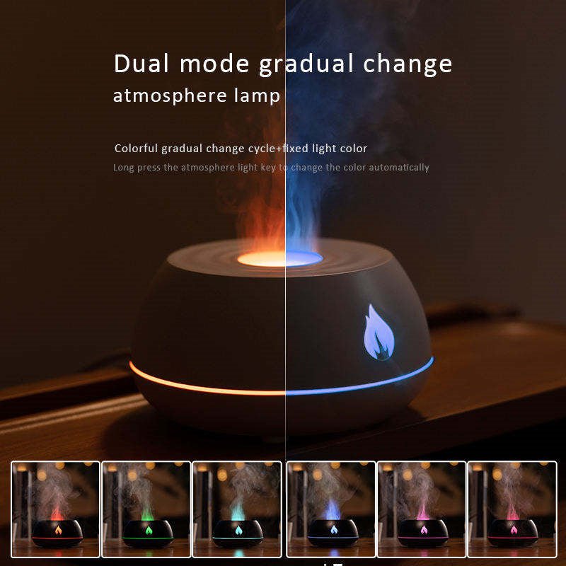 STORAZONE Home Appliances Flame Humidifier Aromatherapy Diffuser 7 Colors Light Home Air Humidifier 130ML USB Room Fragrance Essential Oil Diffuser