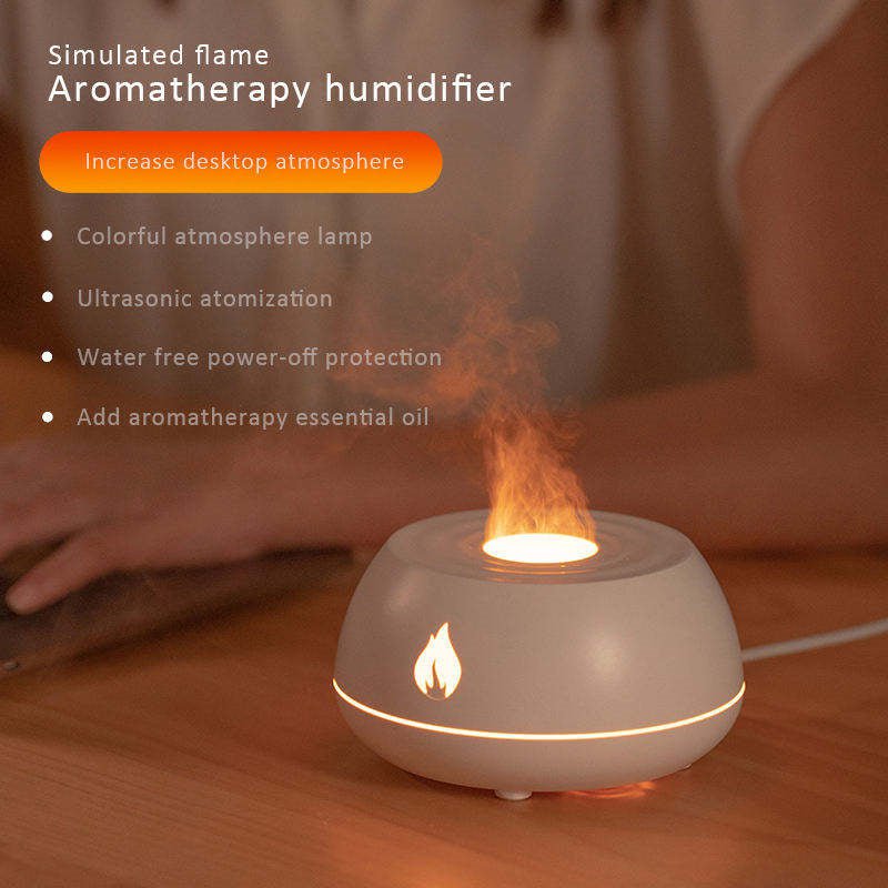 STORAZONE Home Appliances Flame Humidifier Aromatherapy Diffuser 7 Colors Light Home Air Humidifier 130ML USB Room Fragrance Essential Oil Diffuser