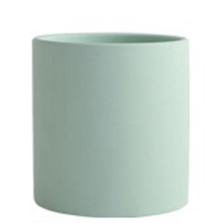 STORAZONE Home Appliances Green / 13X13X13 Nordic Industrial Style Colorful Ceramic Flowerpot Succulent Planter Green Plants Cylindrical Shape Flower Pot With Hole Tray