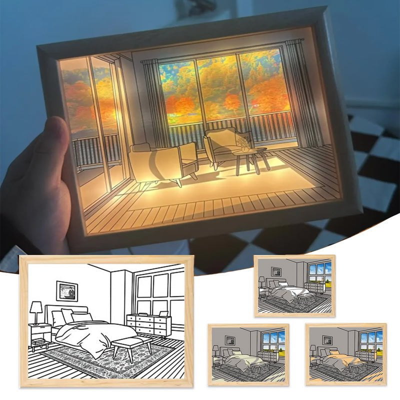 STORAZONE Home Appliances Illuminated Picture LED Decorative Light Painting Bedside Picture Style Creative Modern Simulate Sunshine Drawing Night Light Gift